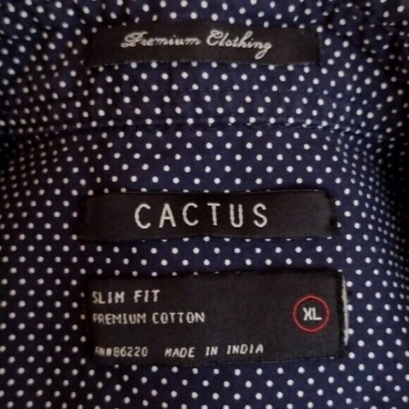Cactus Ricky Singh Blue Short Sleeve Polka Dot Button Down Shirt Men X-Large XL - Picture 8 of 9